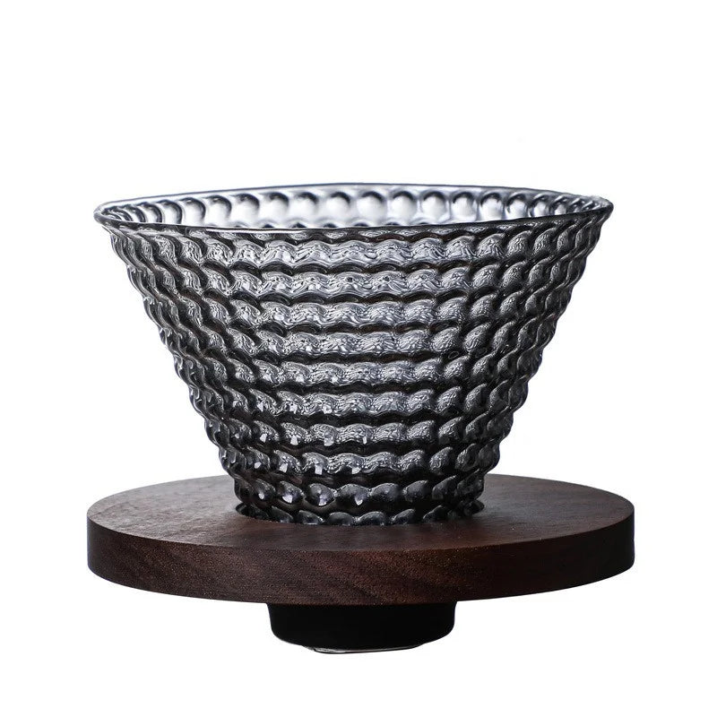Porte filtre en verre et support bois
