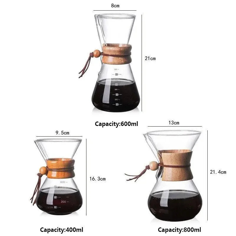 Cafetière en verre avec filtre infusion goutte à goutte