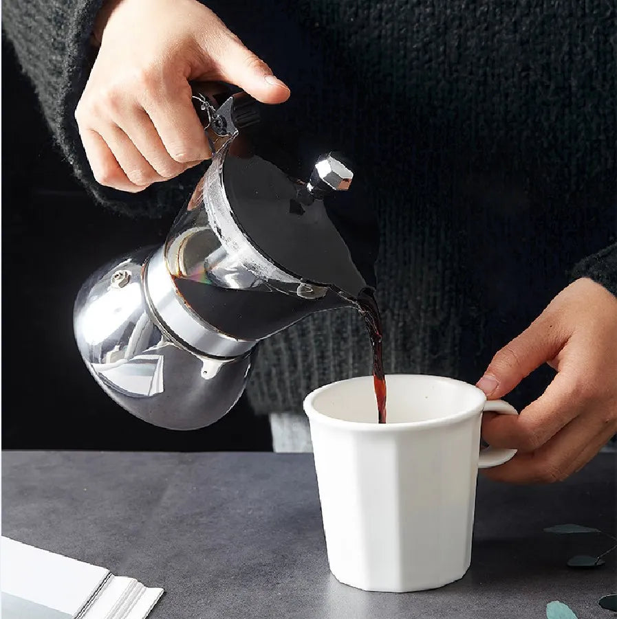 Cafetière Italienne transparente et inox