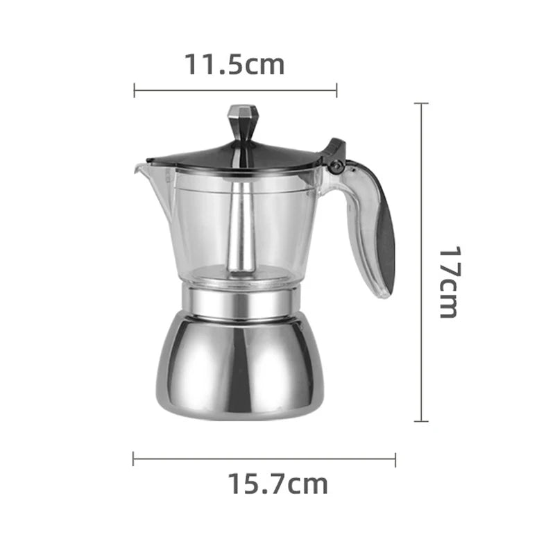 Cafetière Italienne transparente et inox
