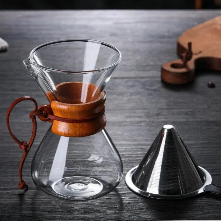 Cafetière en verre avec filtre infusion goutte à goutte
