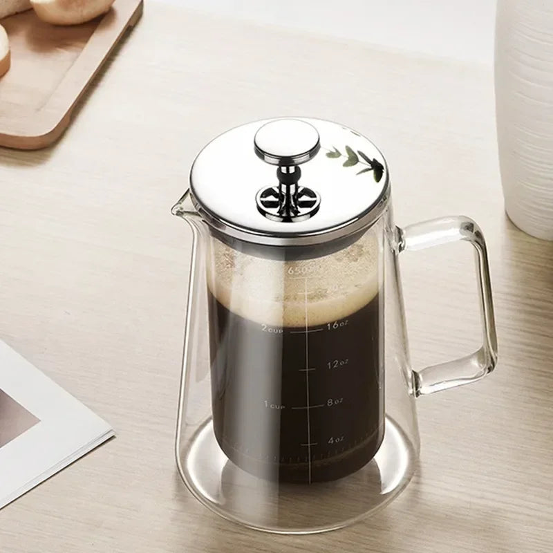 Cafetière à piston en verre double