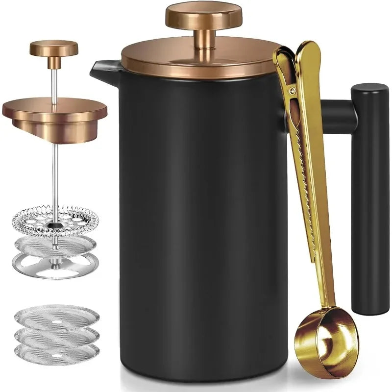 Cafetière à piston double paroi inox