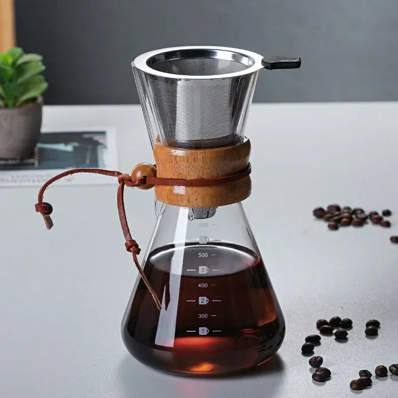Cafetière en verre avec filtre infusion goutte à goutte