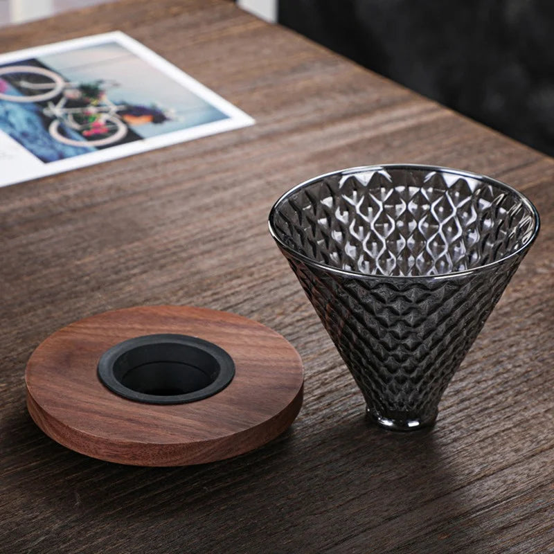 Porte filtre en verre et support bois