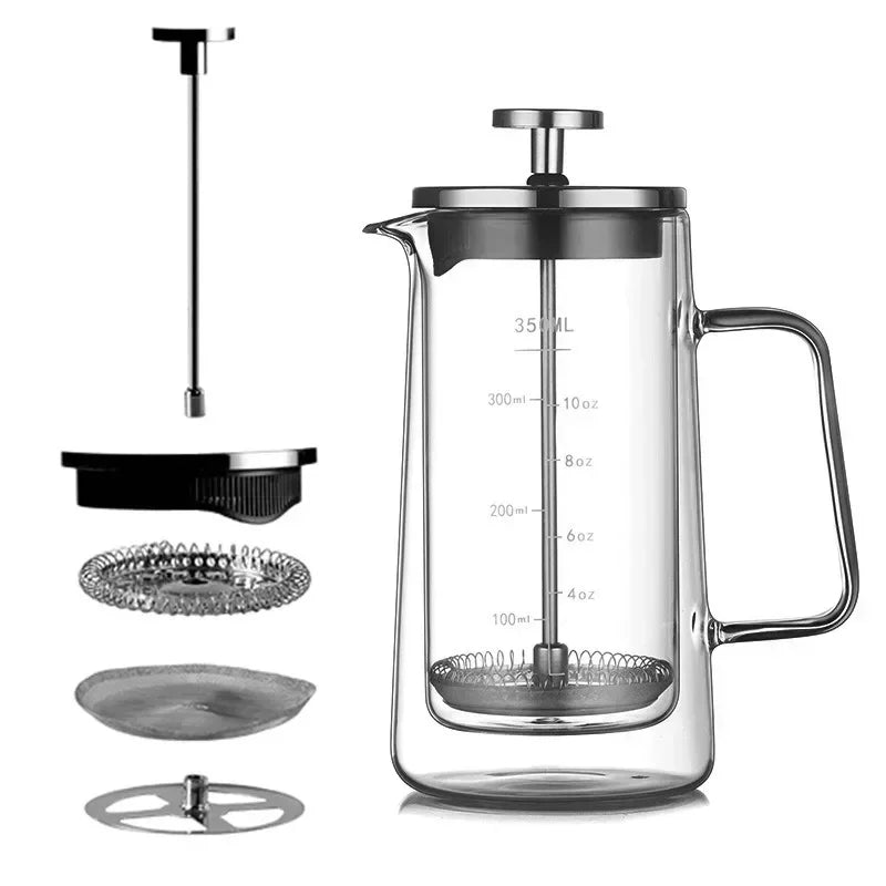 Cafetière à piston en verre double