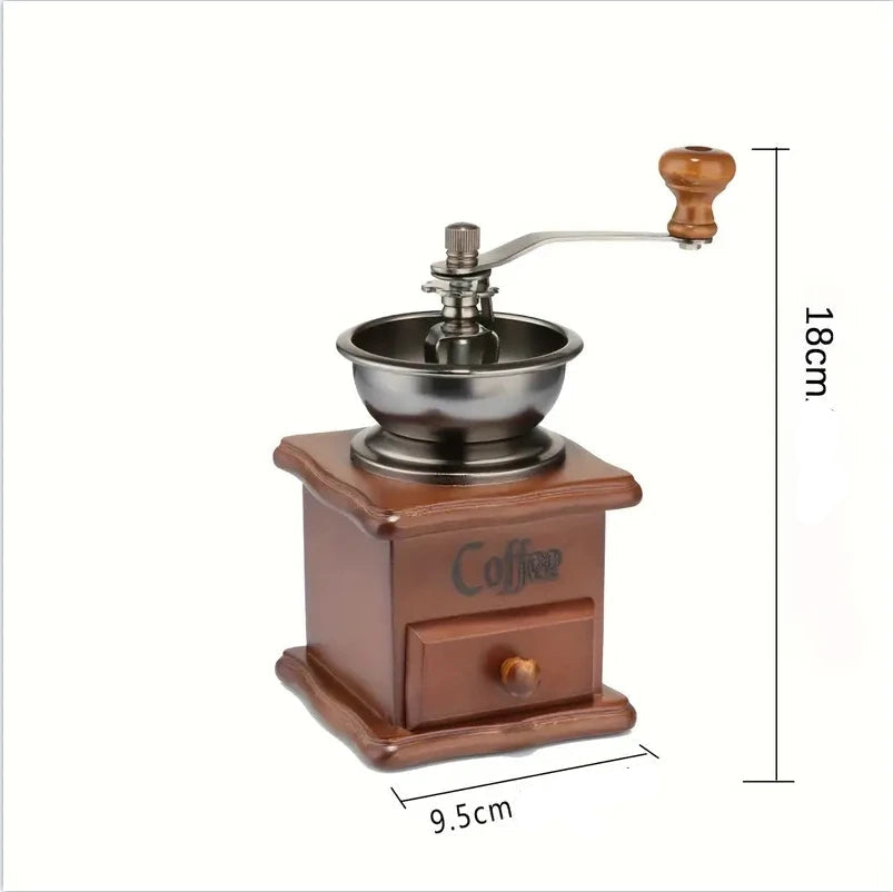Moulin à café vintage en bois avec manivelle