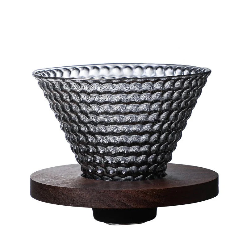 Porte filtre en verre et support bois