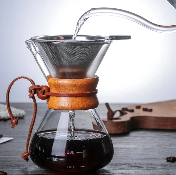 Cafetière en verre avec filtre infusion goutte à goutte