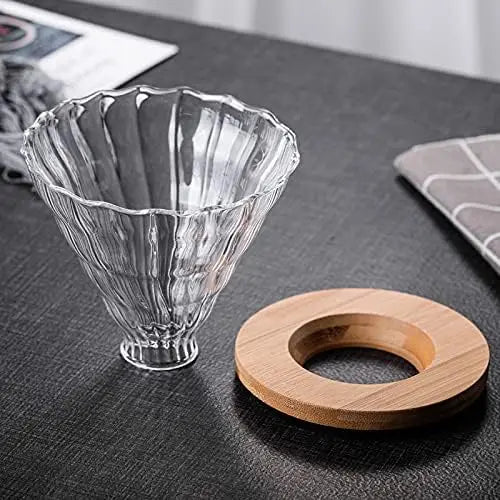 Porte filtre en verre avec support Bois