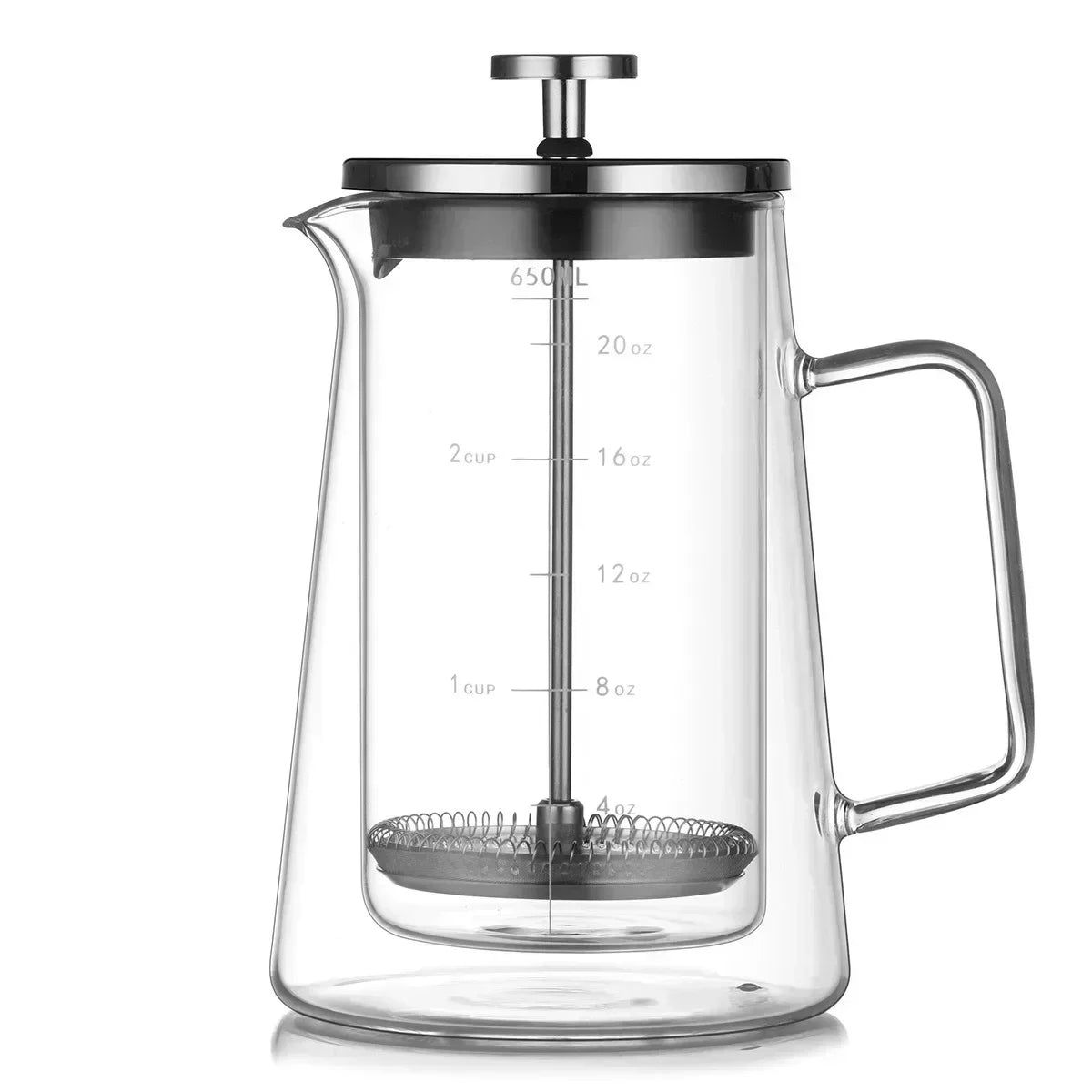 Cafetière à piston en verre double