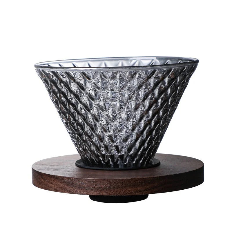 Porte filtre en verre et support bois