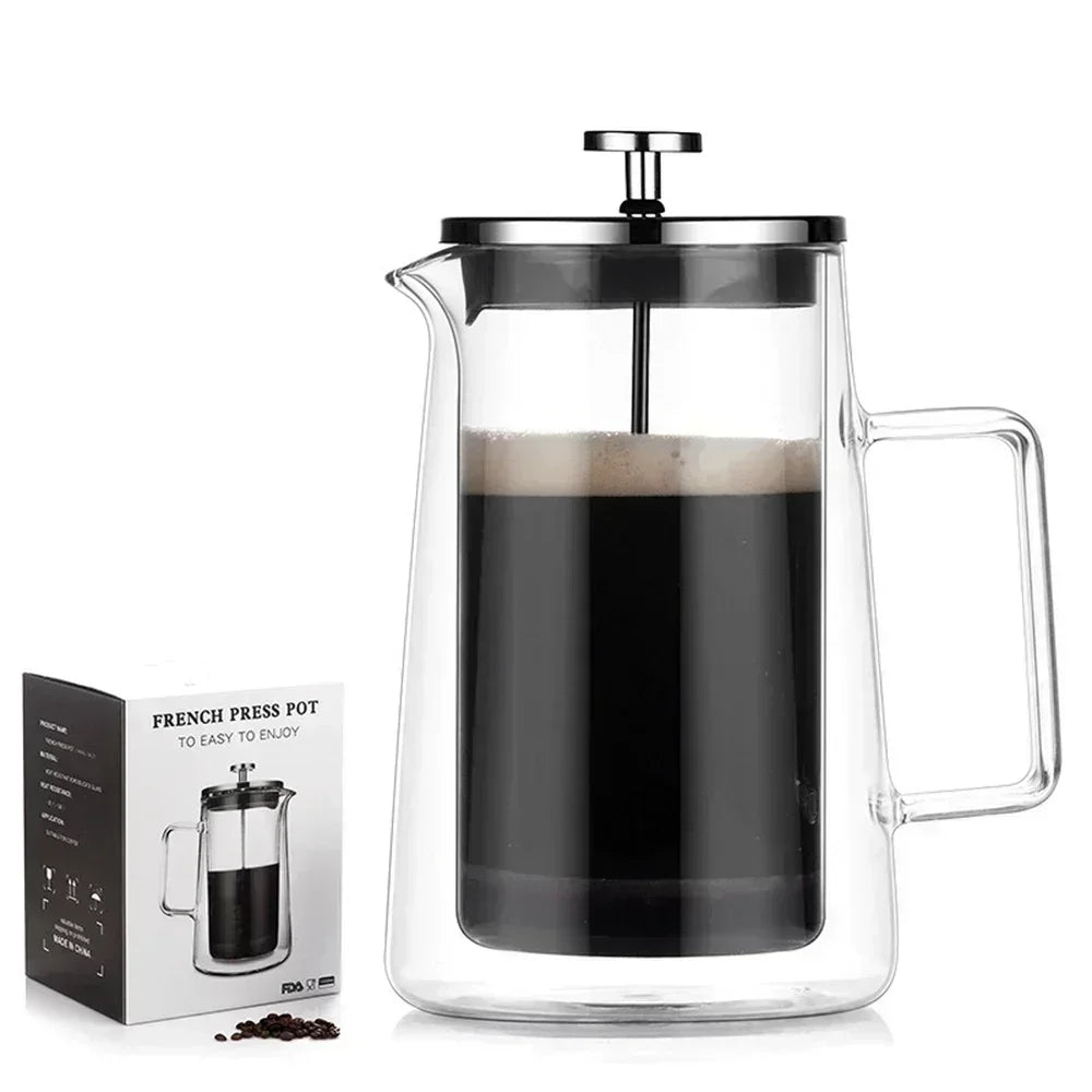 Cafetière à piston en verre double