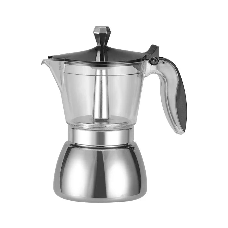 Cafetière Italienne transparente et inox