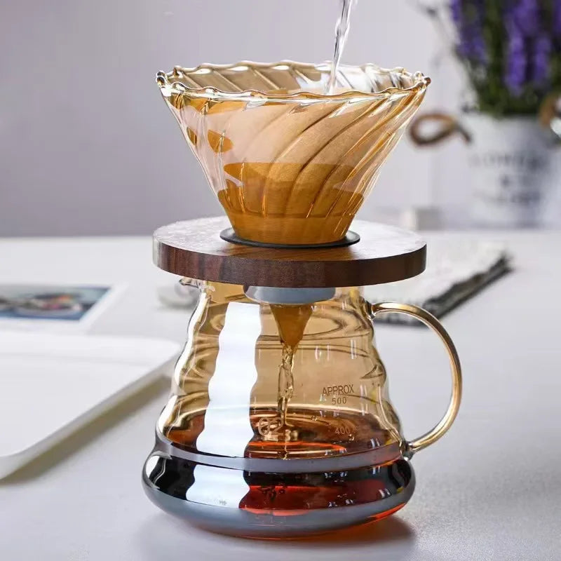 Cafetière filtre en verre avec porte-filtre – Verre marron