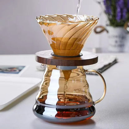 Cafetière filtre en verre avec porte-filtre – Verre marron