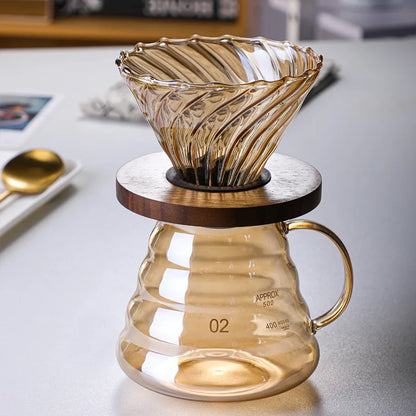 Cafetière filtre en verre avec porte-filtre – Verre marron