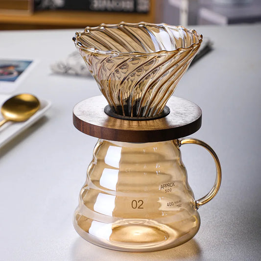 Cafetière filtre en verre avec porte-filtre – Verre marron