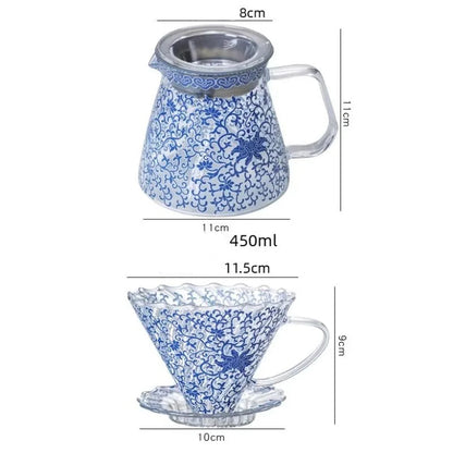 Cafetière goutte à goutte en verre style porcelaine