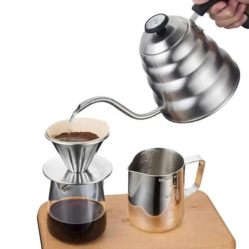 Bouilloire col de cygne inox avec thermomètre intégré 1L