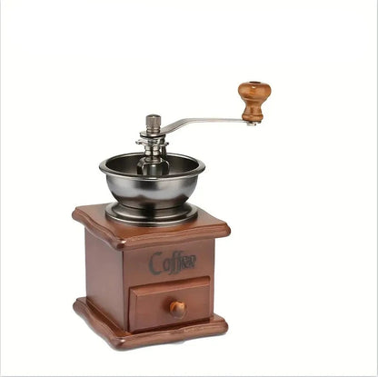 Moulin à café vintage en bois avec manivelle