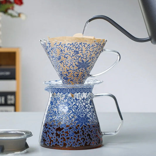 Cafetière goutte à goutte en verre style porcelaine