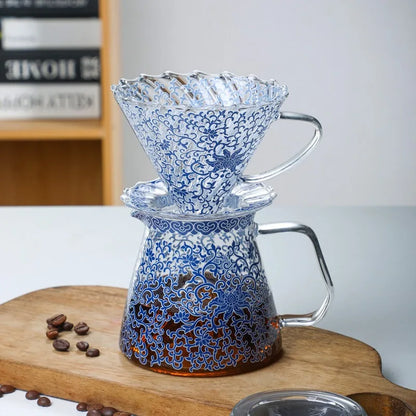 Cafetière goutte à goutte en verre style porcelaine