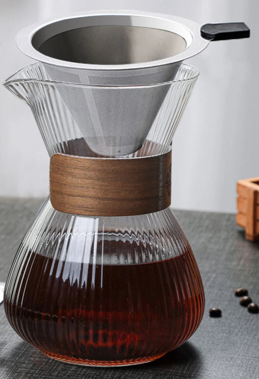 Cafetière goutte à goutte verre rayé